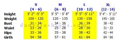 eurotard 95622 high impact sports bra sizing chart